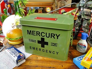 マーキュリー　エマージェンシーボックス　（カーキ）　■　アメリカン雑貨　アメリカ雑貨　MERCURY　雑貨　収納　男前　救急箱　小物入れ