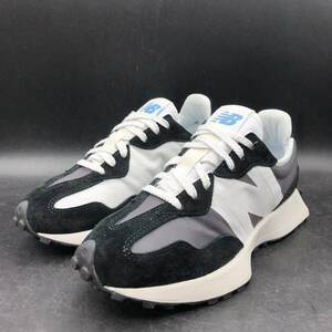 M2734 ほぼ美品 NEW BALANCE ニューバランス 327 ローカット スニーカー デカロゴ メンズ US6.5/24.5cm ブラック グレー ホワイト U327LC