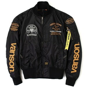 バンソン 3XLサイズ VS23108W MA-1ジャケット ブラック/イエロー 3XL VANSON MA-1 JACKET (2023-24秋冬モデル)