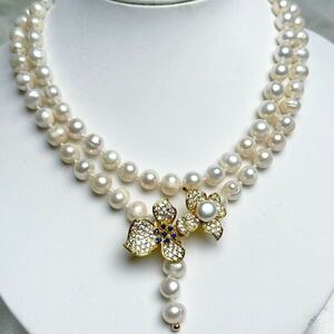 本真珠ネックレス8mm 天然パールネックレス85cm jewelry necklace Pearl 天然パールネックレス