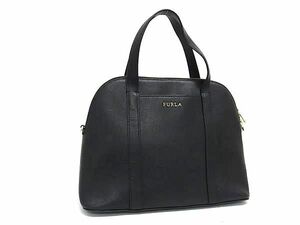 1円 ■美品■ FURLA フルラ サンディ レザー トートバッグ ハンドバッグ レディース ブラック系 AZ1716