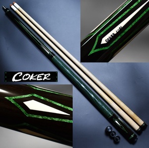 即決◆Coker Custom Cues/コーカ― 5剣10山リザード本革 2シャフト 超美品★