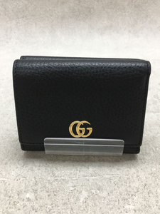 GUCCI◆3ツ折サイフ_GGマーモント/レザー/BLK