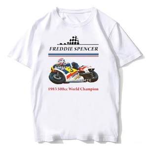 Fast Freddie Freddie Spencer ファーストフレディ フレディ・スペンサー プリント Oネック Tシャツ Lサイズ 1983 NS500 ②