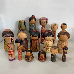 QW3758 こけし　まとめて　16本　伝統　日本　郷土玩具　民芸　置物　和風　女の子　0426 
