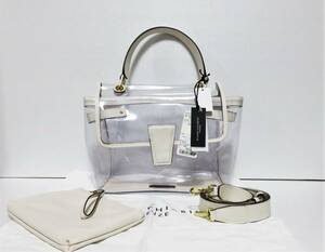 定価4.7万 GIANNI CHIARINI Elettra スケルトン PVC イタリア製 クリア ジャンニ キャリーニ キアリーニ ハンド ショルダー 2way バッグ