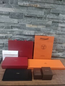 HERMES　Cartier　GUCCI　ショッパー　紙袋　封筒　セット エルメス 空箱　カルティエ　グッチ