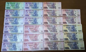 大量出品　ジンバブエ　2〜100ジンバブエドル　23枚　全てピン札　AA券もあり　外国紙幣　掘り出し物