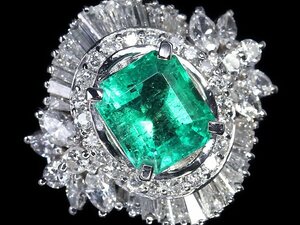 RO11208T【1円～】新品仕上【RK宝石】≪Emerald≫ 豪華!! 極上エメラルド 大粒1.56ct 極上ダイヤモンド 1.287ct Pt900 高級リング ダイヤ