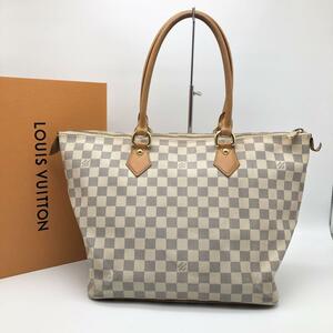 【鑑定済】LOUIS VUITTON ルイヴィトン サレヤMM ダミエ アズール ハンドバッグ トートバッグ　肩掛け　N51185　白　ホワイト