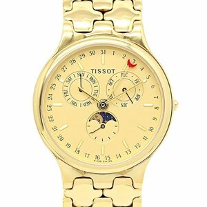 1円～ ヴィンテージ TISSOT トリプルカレンダー ムーンフェイズ K255 ゴールド文字盤 クォーツ メンズ腕時計 ティソ