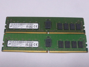 メモリ サーバーパソコン用 Micron DDR4-2933 (PC4-23400) ECC Registered 16GBx2枚 合計32GB 起動確認済です MTA18ASF2G72PZ-2G9E1TI