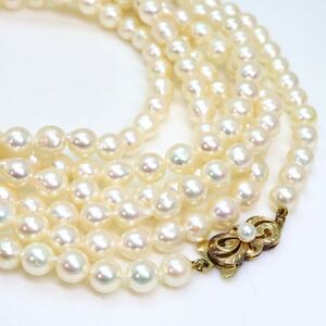 テリ良し!!＊MIKIMOTO(ミキモト)K14アコヤ本真珠ロングネックレス＊a 94.1g 173.5cm 6.0~6.5mm珠 pearl jewelry long necklace EA0/FA0