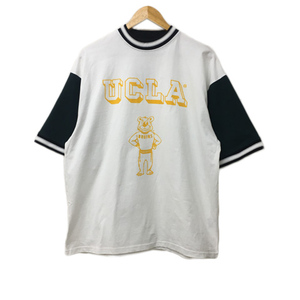 未使用品 ユーシーエルエー UCLA Tシャツ カットソー プルオーバー クルーネック プリント ロゴ 五分袖 M 白 緑 ホワイト グリーン