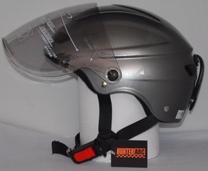 シールド付ストリート ハーフヘルメット　 HUT-33　ガンメタリック　フリー(57～60cm未満)サイズ　HUT-33 HUNTER (画像1～4は形状参考)