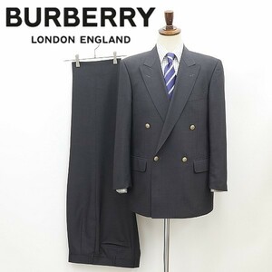 国内正規品◆BURBERRY LONDON バーバリー ロンドン モヘヤ混 メタルボタン セットアップ ダブル スーツ ダークグレー AB5