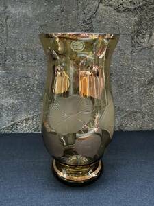ボヘミア カリ グラス ガラス チェコスロバキア 花器 花瓶 フラワーベース 新品未使用