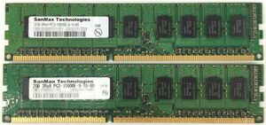 【2GB×2枚セット】 SanMax PC3-10600E 計4GB 2R×8 中古メモリー サーバー用 DDR3 ECC 即決 動作保証【送料無料】