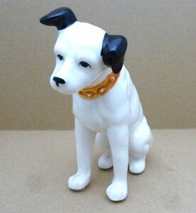 D2# 当時物 ビクター　ニッパー犬　陶器製 高さ14㎝ 置物 オブジェ インテリア 雑貨 #520-1