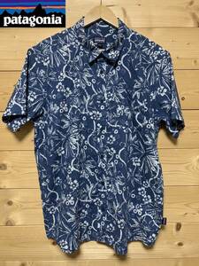 入手困難品★美中古・ Patagonia パタゴニア★　半袖シャツ　ORGANIC COTTON　NAVY　サイズL