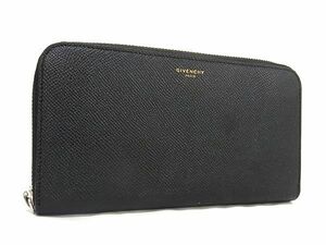 1円 ■美品■ GIVENCHY ジバンシィ レザー ラウンドファスナー 長財布 ウォレット 小銭入れ 札入れ カード入れ ブラック系 AW4283