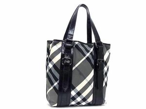 1円 ■美品■ BURBERRY バーバリー ノバチェック ナイロン×パテントレザー ショルダーバッグ トート 肩掛け ブラック系 AZ2230