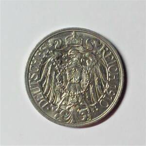 【未使用級極美品】ドイツ帝国 1910年 25ペニヒ ニッケル貨