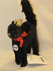 シュタイフ/Steiff★絶版★「PETER トムキャット」★モヘアの黒猫★14cm