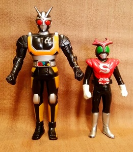 当時物 レトロ 19881989 日本製 バンダイ 仮面ライダー ストロンガー ブラックRX ロボライダー ソフビ フィギュア 2体 約13cm16cm まとめて