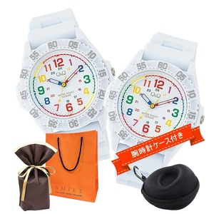 ラッピング済 ギフトセット 腕時計 Q&Q シチズン 手提げ紙袋つき 時計ケース付 ポップ 可愛い お揃い すぐに渡せる 誕生日 プレゼント