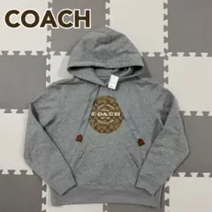 新品タグ付き　coach ロゴマーク入り　パーカー　トレーナーモノグラム　グレー