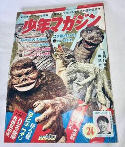 週刊少年マガジン 昭和41年6月19日号 第24号 ウルトラQ 表紙 巨人の星 丸出だめ夫 講談社 昭和レトロ 当時物 横山光輝 