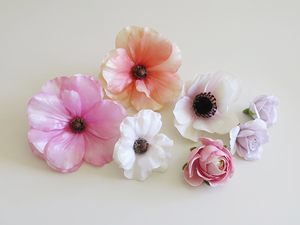 可愛い小花☆ 造花　素材 お花部分　ピンク系　7個　S1-D