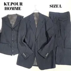 KT.POUR HOMME 3ピース スーツセットアップ ストライプ グレー L