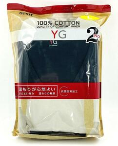 【新品未開封品】GUNZE グンゼ YG メンズインナー Vネック（9分袖シャツ）Tシャツ 2枚組 YV0209T 抗菌消臭加工 ブラック COSTCO コストコ 