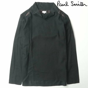 極美品 Paul Smith ポールスミス 243252 14FW PULLOVER SMOCK スモックネック プルオーバー 黒 ブラック M トップス【定価￥30,800-】