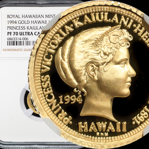 【ハワイ最後のプリンセス◇最高鑑定】1994年 プリンセスカイウラニ 1/10オンス金貨 NGCPF70 ULTRA CAMEO/アンティーク モダンコイン