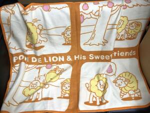《防寒》 グッズ「ブランケット：PON DE LION & His Sweet Friends」 サイズ：約75cm×約98cm ミスタードーナツ ポンデライオン 長期保管
