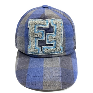 FENDI フェンディ キャップ 帽子 ベースボールキャップ アクセサリー 小物 FF柄 ロゴ コットン ブルー グレー 2