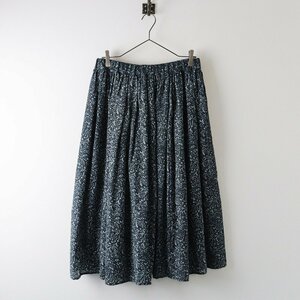 美品 メゾンドソイル maison de soil BOILED WOOL FLOWER PRINT RAJASTHAN TUCK GATHERED SKIRT 1/チャコール【2400013794985】