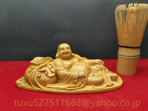 布袋様 七福神 弥勒仏 弥勒菩薩像 置物 仏教工芸品 福運 金運 開運 木彫仏像