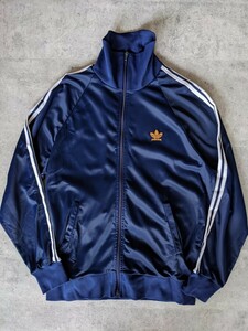 オリジナル 70s adidas ATP ジャージ ネイビー トラックジャケット L 60s 80s フランス製 イギリス 英国 初期 ヴィンテージ アーカイブ 紺