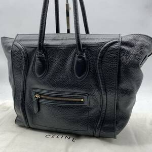 1円【定番モデル】CELINE セリーヌ ラゲージ マイクロショッパー フィービー期 オールレザー ブラック ハンドバッグ トートバッグ 