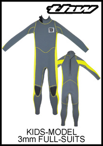 3㎜フルスーツ/子供用ウェットスーツ☆95-150ｃｍ対応【thw wetsuits】最新ストレッチ素材　3　キッズウェットスーツ/サンセットサーフ