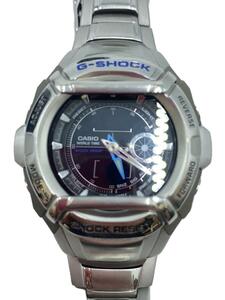 CASIO◆クォーツ腕時計・G-SHOCK/デジアナ/ステンレス/SLV/SLV/SS