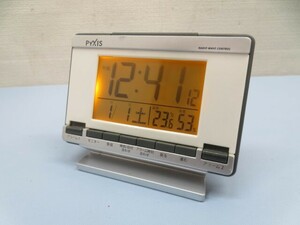 ★PYXIS NR529S 置き時計 RADIO WAVE CONTROL デジタル 目覚まし時計 ピクシス 電池付き 動作品 94083★！！