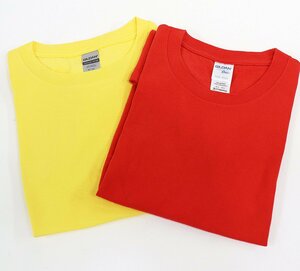 GILDAN (ギルダン) PREMIUM COTTON S/S TEE / プレミアムコットン クルーネックTシャツ 2枚セット 美品 レッド + イエロー size M