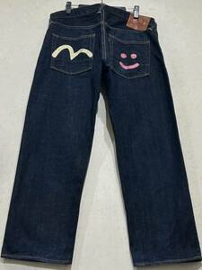 ※EVISU エヴィス エビス No2 Lot2000 バックポケットペイント セルビッチ デニムパンツ 大きいサイズ 濃紺 日本製 35 BJBD.D