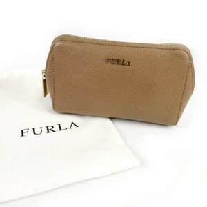 フルラ FURLA ポーチ ミニポーチ PVCレザー ロゴ ブラウン 茶 レディース