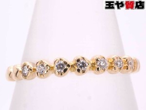 スタージュエリー 美品 ダイヤ0.05ct デザイン リング 11号弱 K18YG イエローゴールド